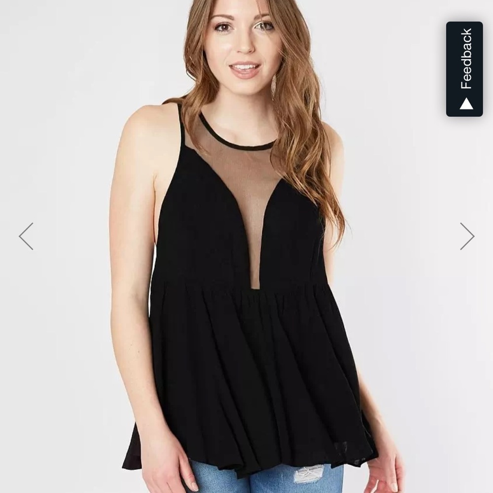 Mustard Seed Black Pieced Tank Top. Size Small.
